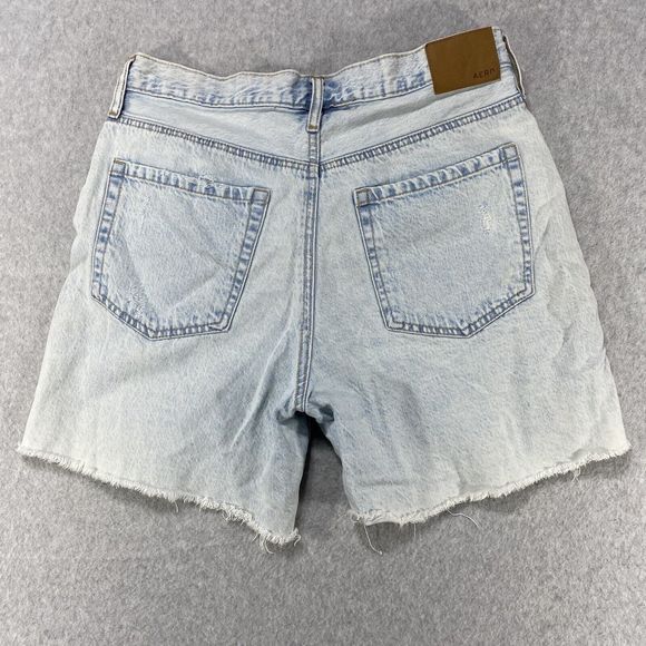 Aeropostale Shorts Womens Size 32 Blue Jean Destroyed Button Fly Denim Cut Off - Picture 7 of 11